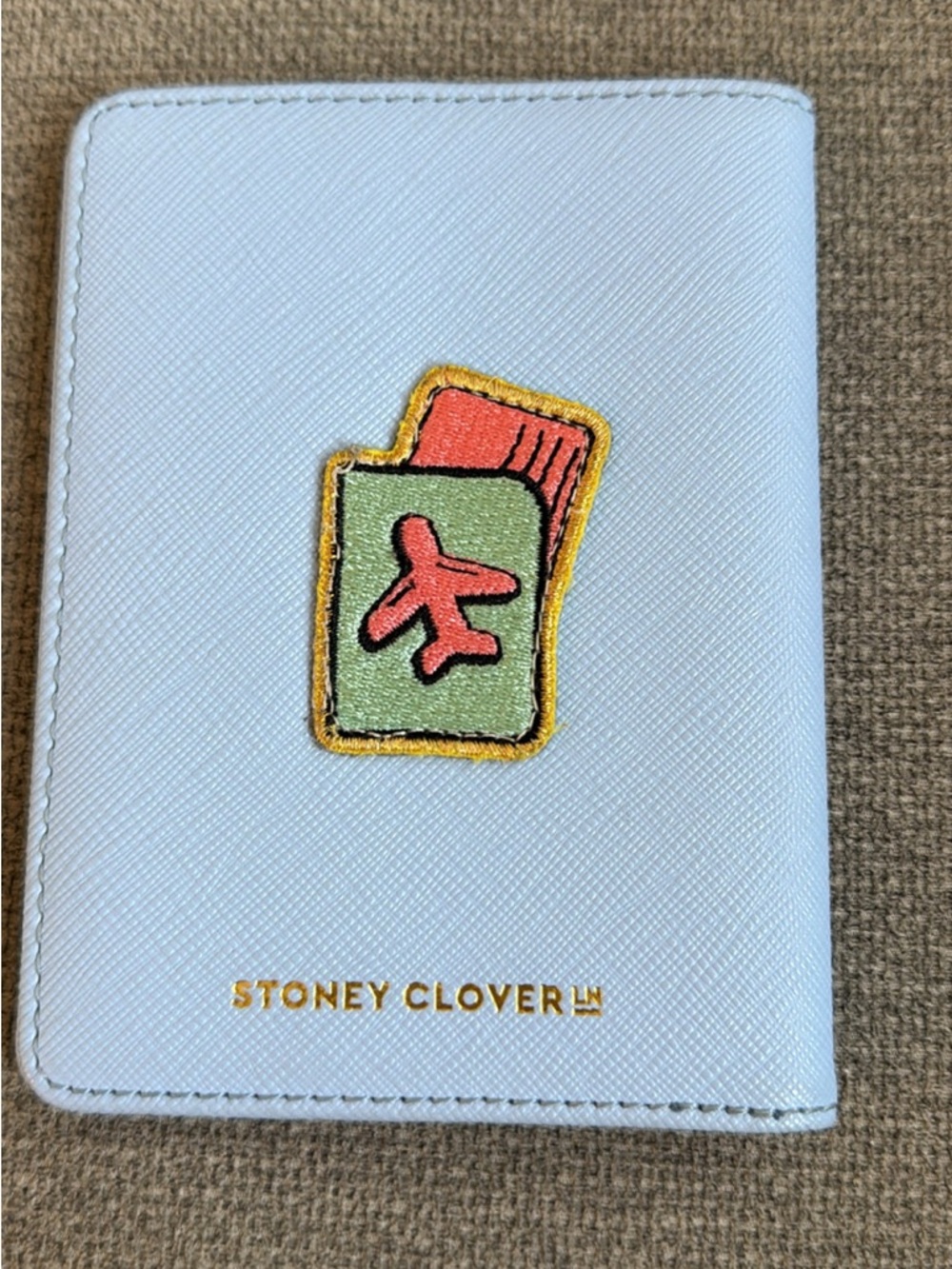 Passport Cover with 'Fly Away' Earth Patch - Light Blue- Stoney Clover - Picture 3 of 3